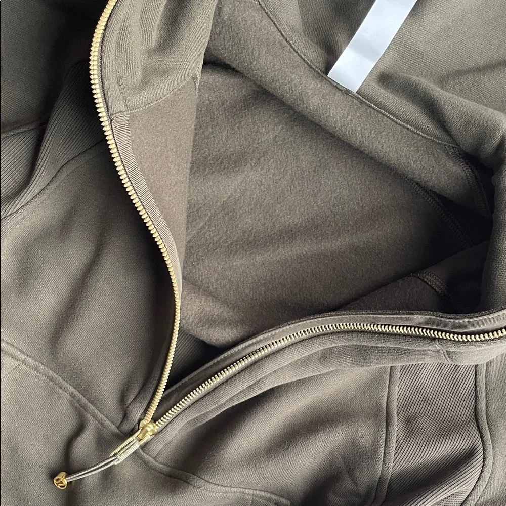 NWT Lululemon Scuba Oversized Half-Zip Hoodie - olive brown/ gold - M/L